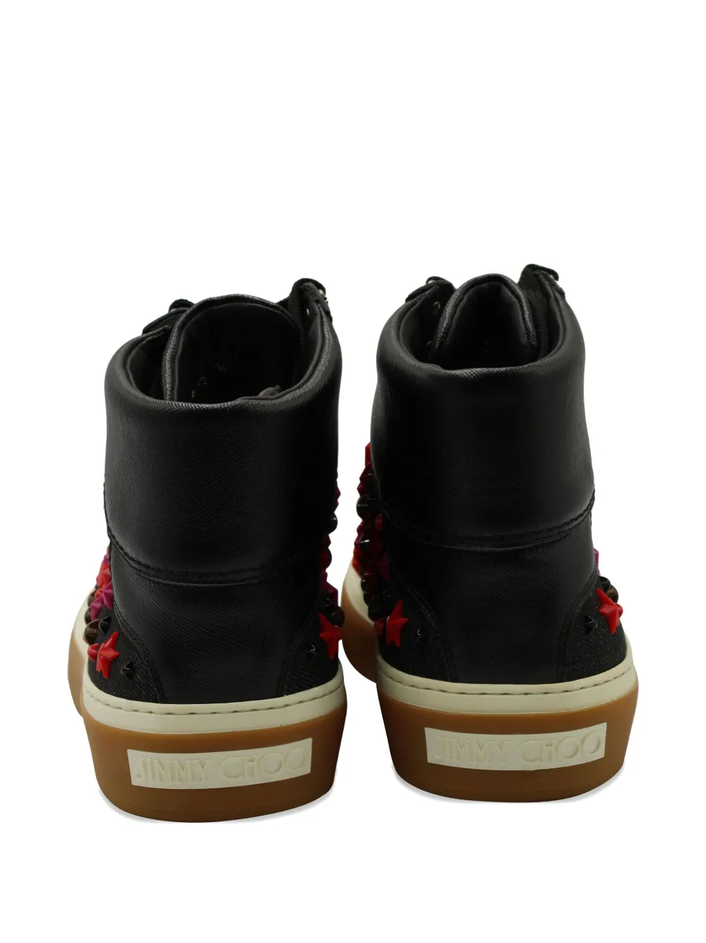 Pre-owned Jimmy Choo Star-embellished High Top Sneakers In Black