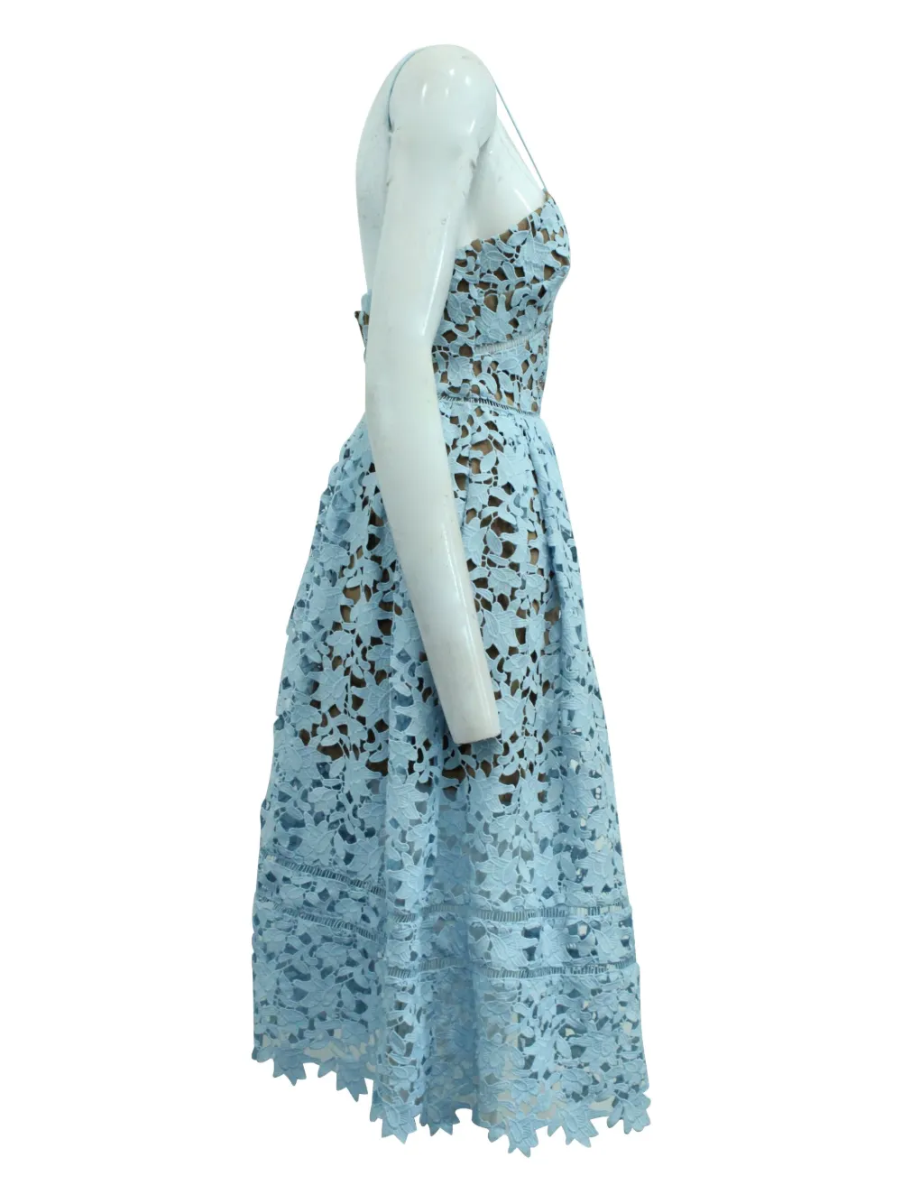 Pre-owned Self-portrait Lace Scallop Dress In Blue
