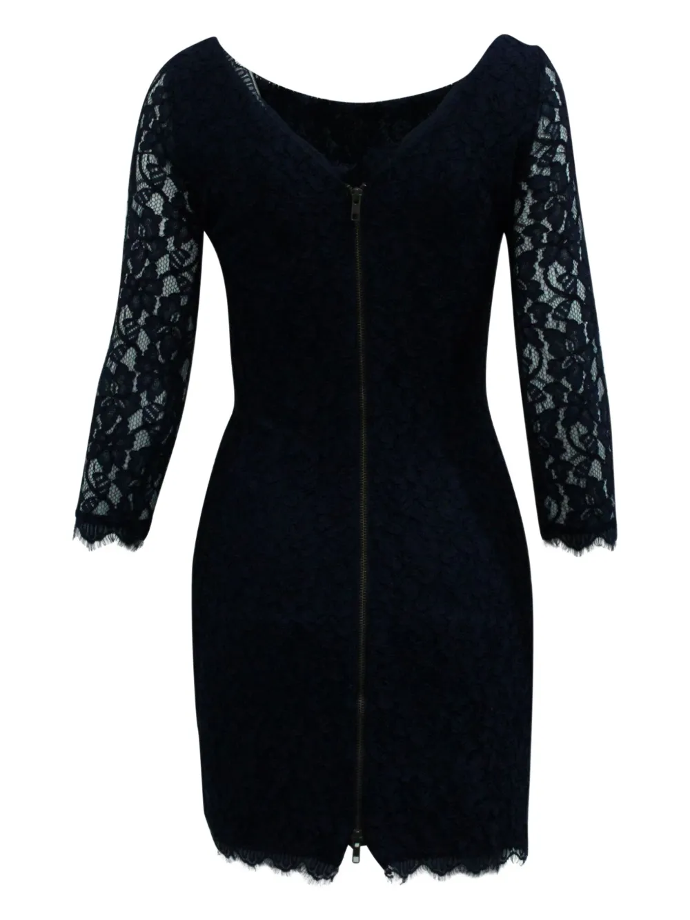 DVF Diane von Furstenberg lace three-quarter sleeve mini dress - Blauw