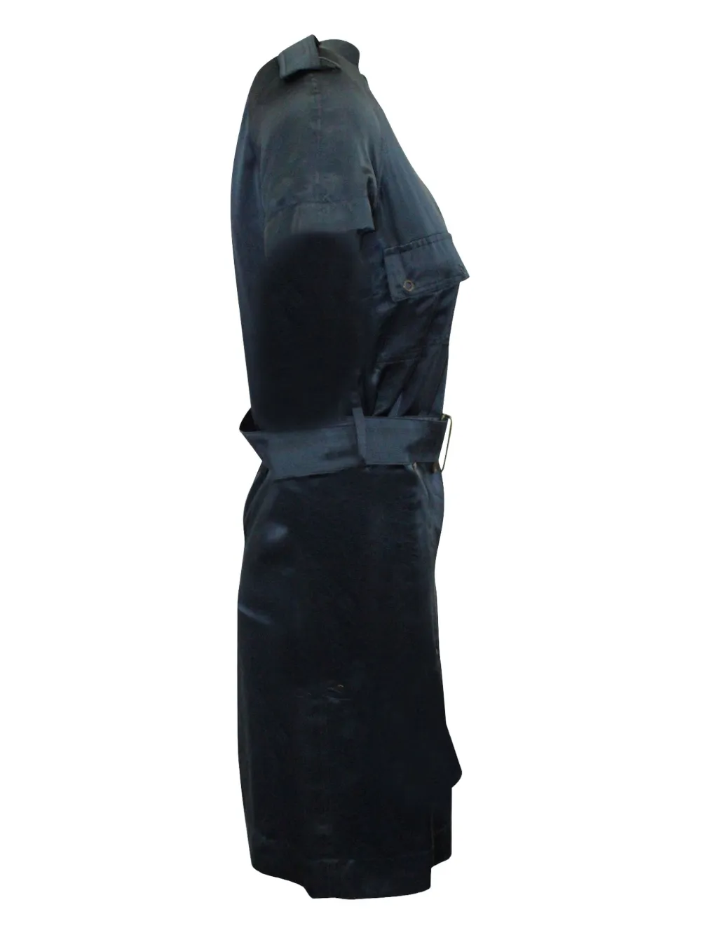 Pre-owned Lanvin Belted Silk Dress In Blue