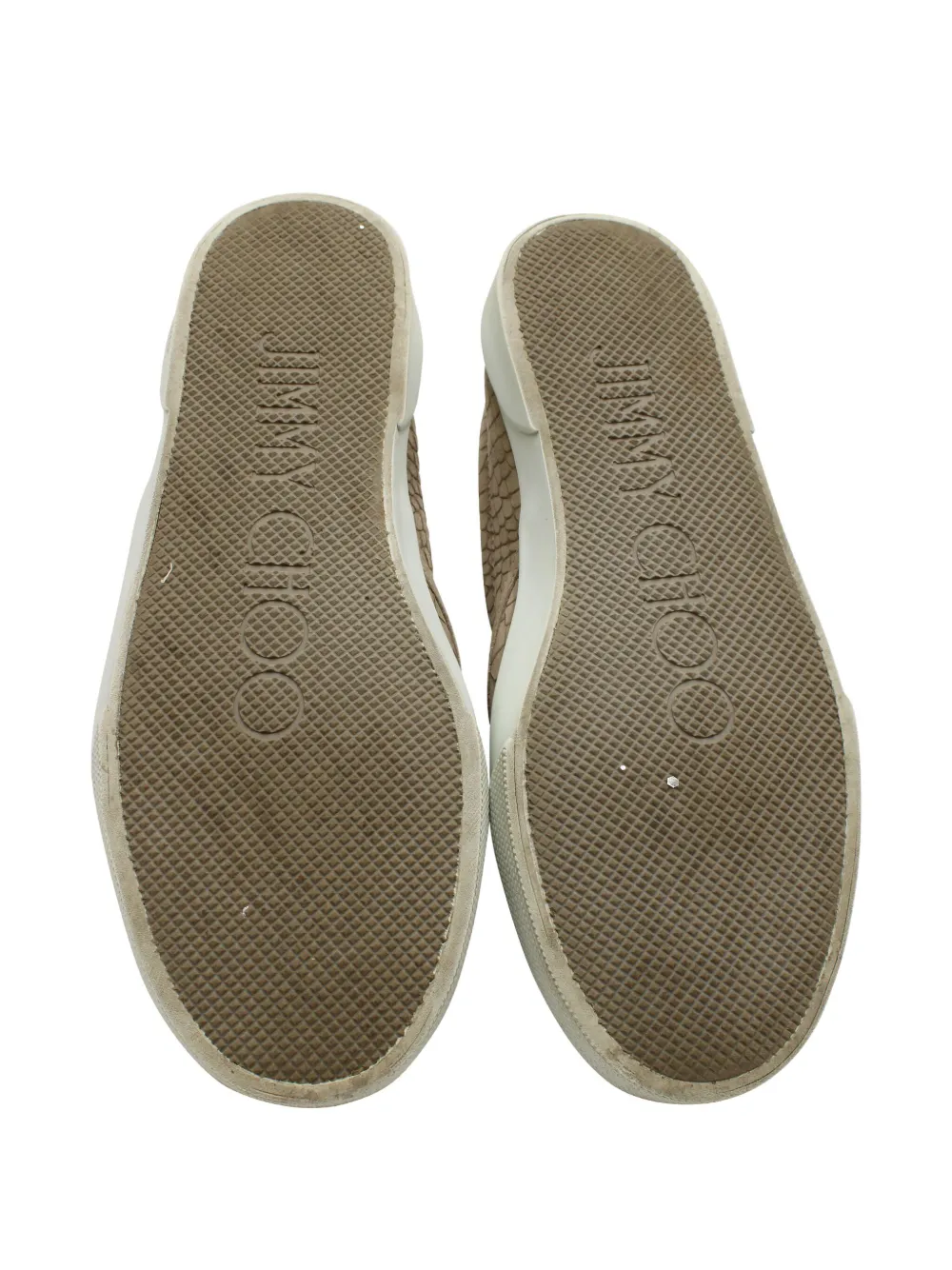 Pre-owned Jimmy Choo Crocodile-embossed Slip-on Sneakers In Neutral