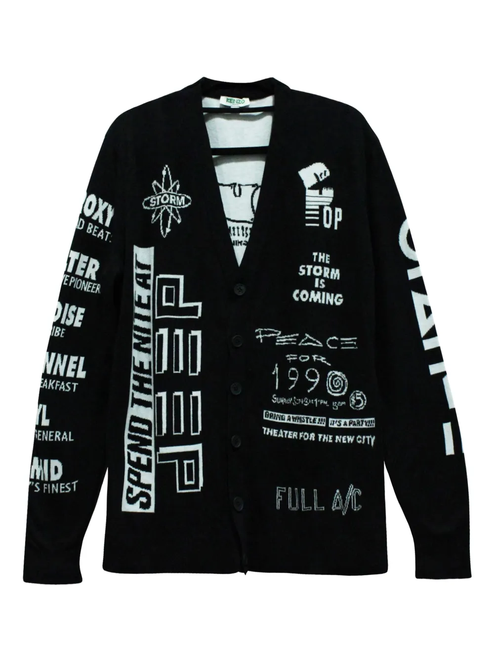 Kenzo Pre-Owned cárdigan con eslogan estampado en colaboración con House Reggae | negro | Image 1