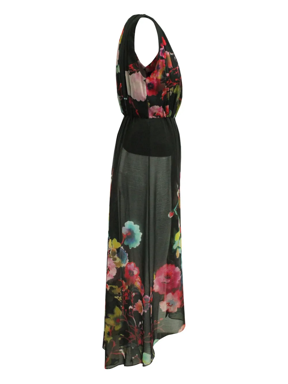 Pre-owned Alice And Olivia Aron Floral-print Dress In Black