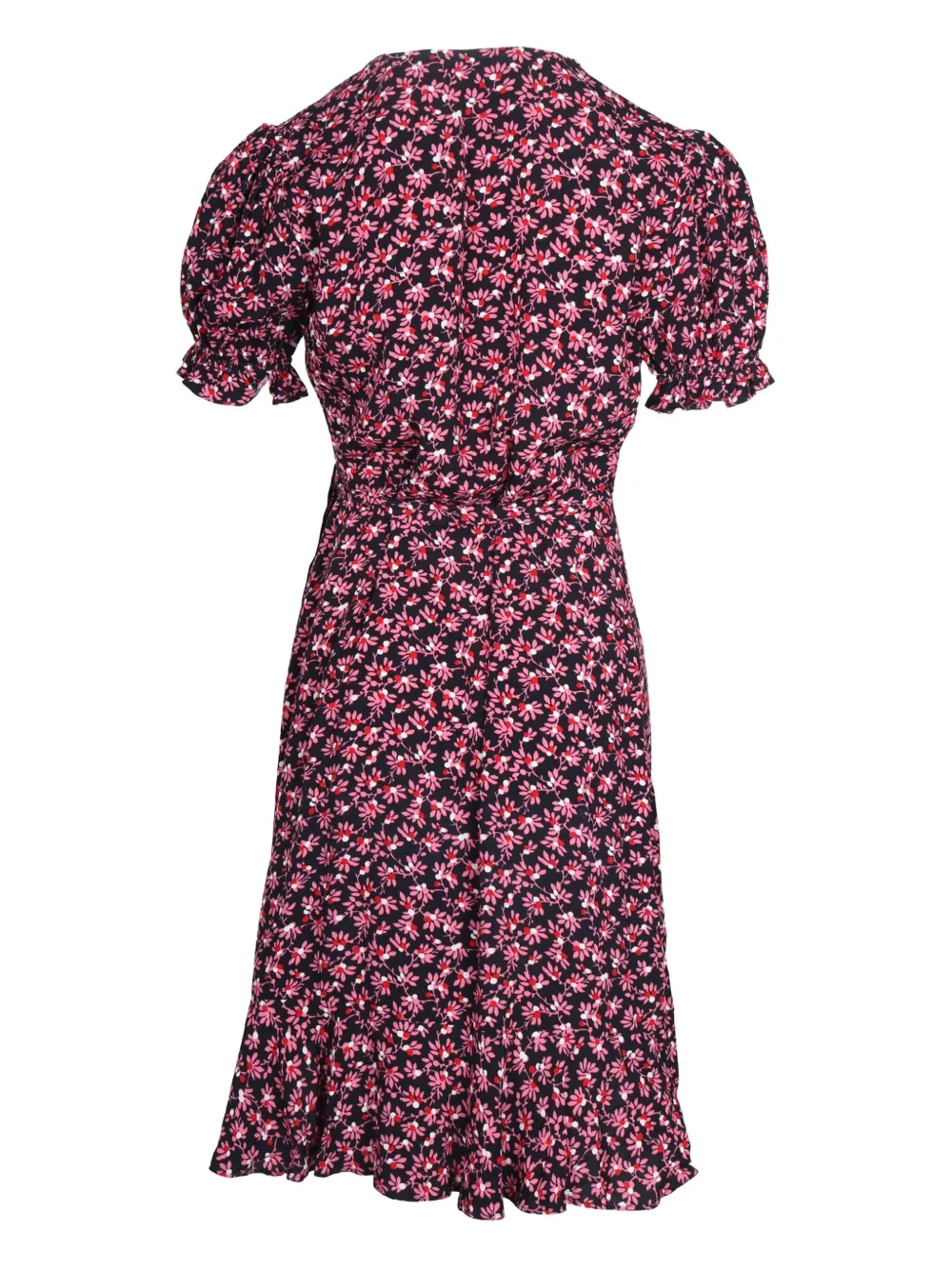 DVF Diane von Furstenberg floral-print puff-sleeve wrap dress - Roze