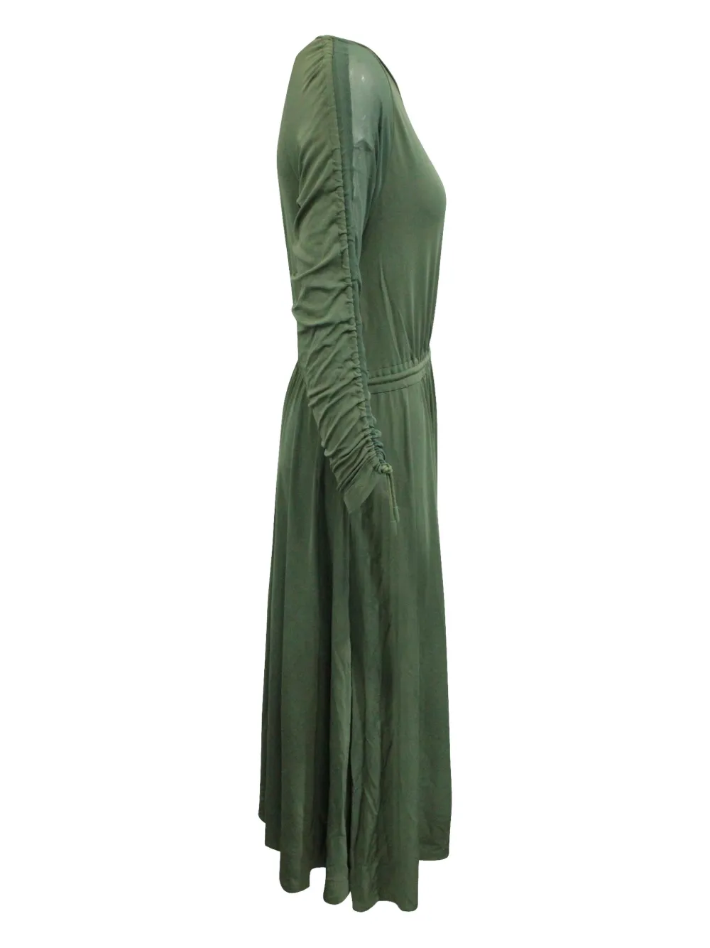 Pre-owned Sportmax Vintage Ruched-sleeve Midi Dress In Green