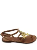 Tory Burch logo-detail leather flat sandals - Brown