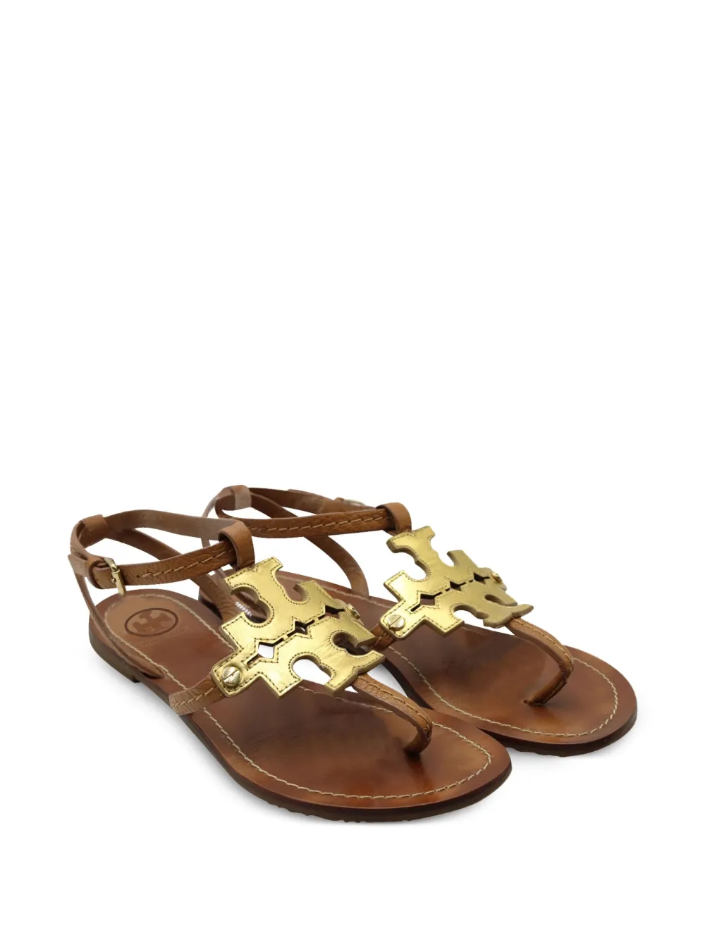 Tory Burch logo-detail leather flat sandals | Image 2
