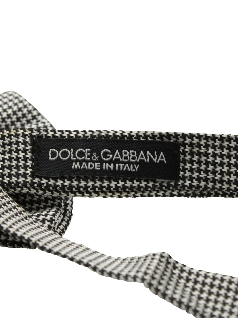 Pre-owned Dolce & Gabbana Houndstooth Bow Tie In White