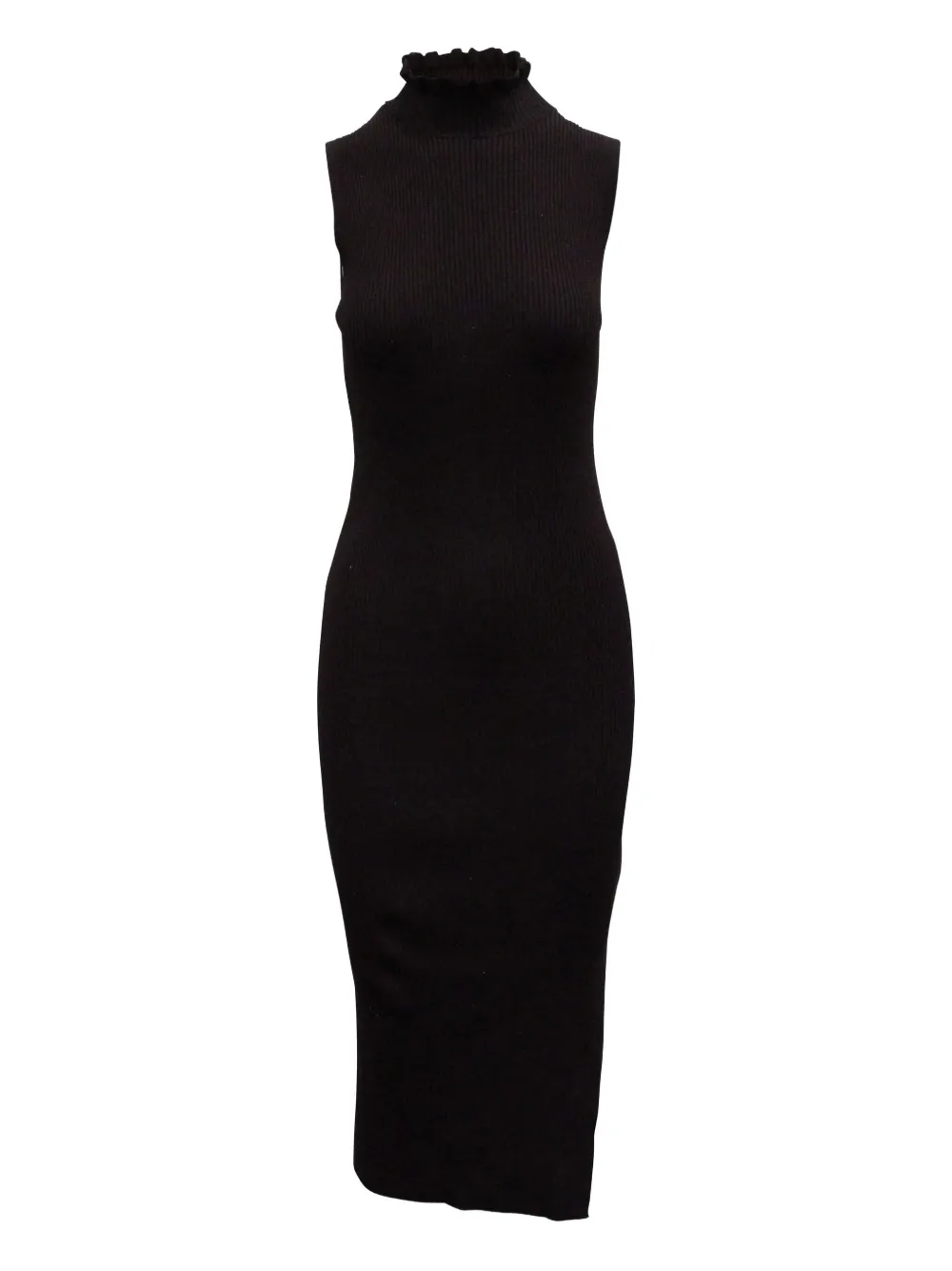 Pre-owned Theory Mock-neck Ribbed Dress In Black
