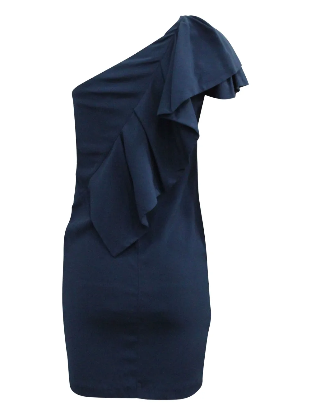 Maje one-shoulder ruffle midi dress - Blauw