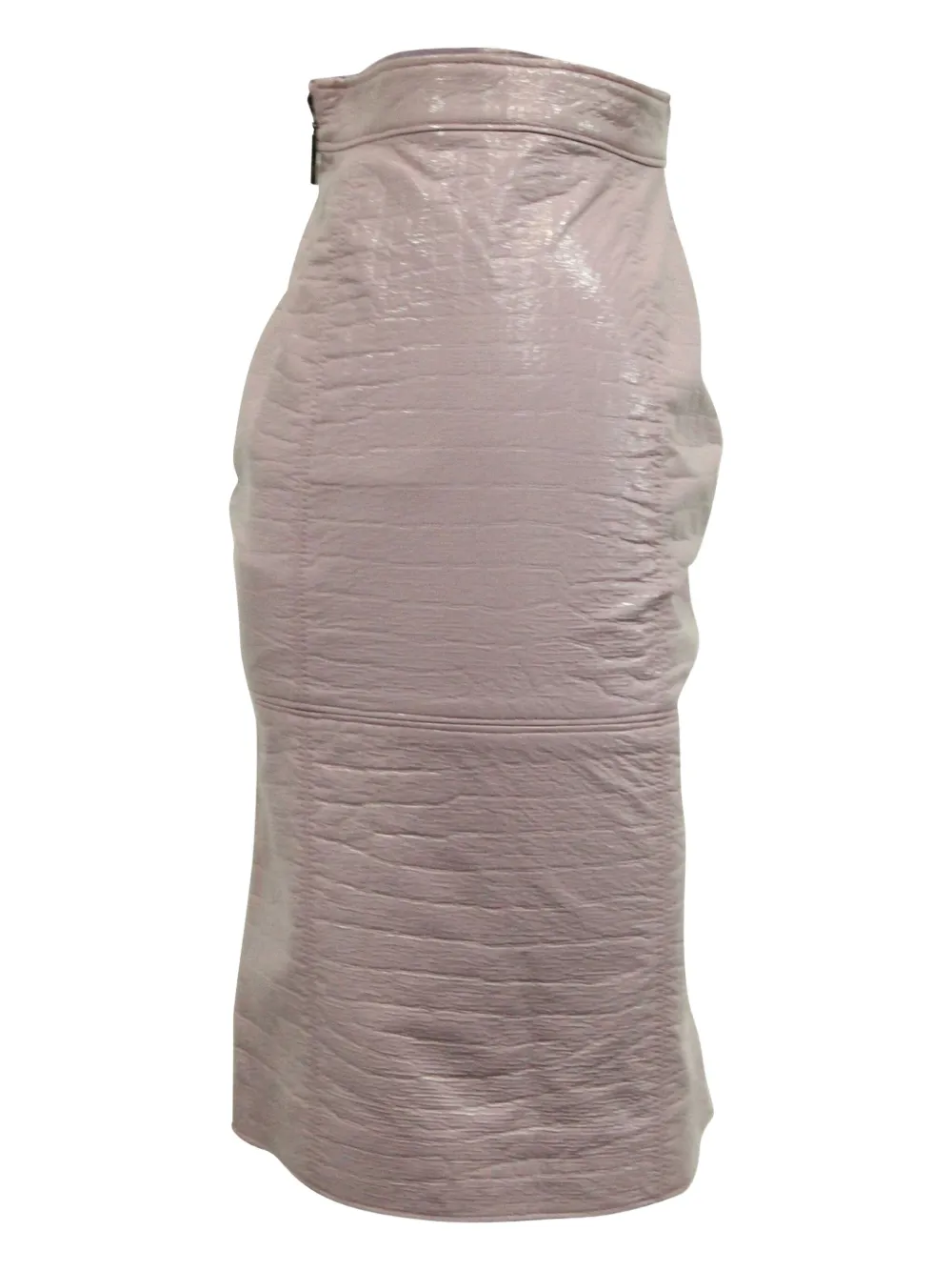 Pre-owned Msgm Croc-effect Pencil Mini Skirt In Pink