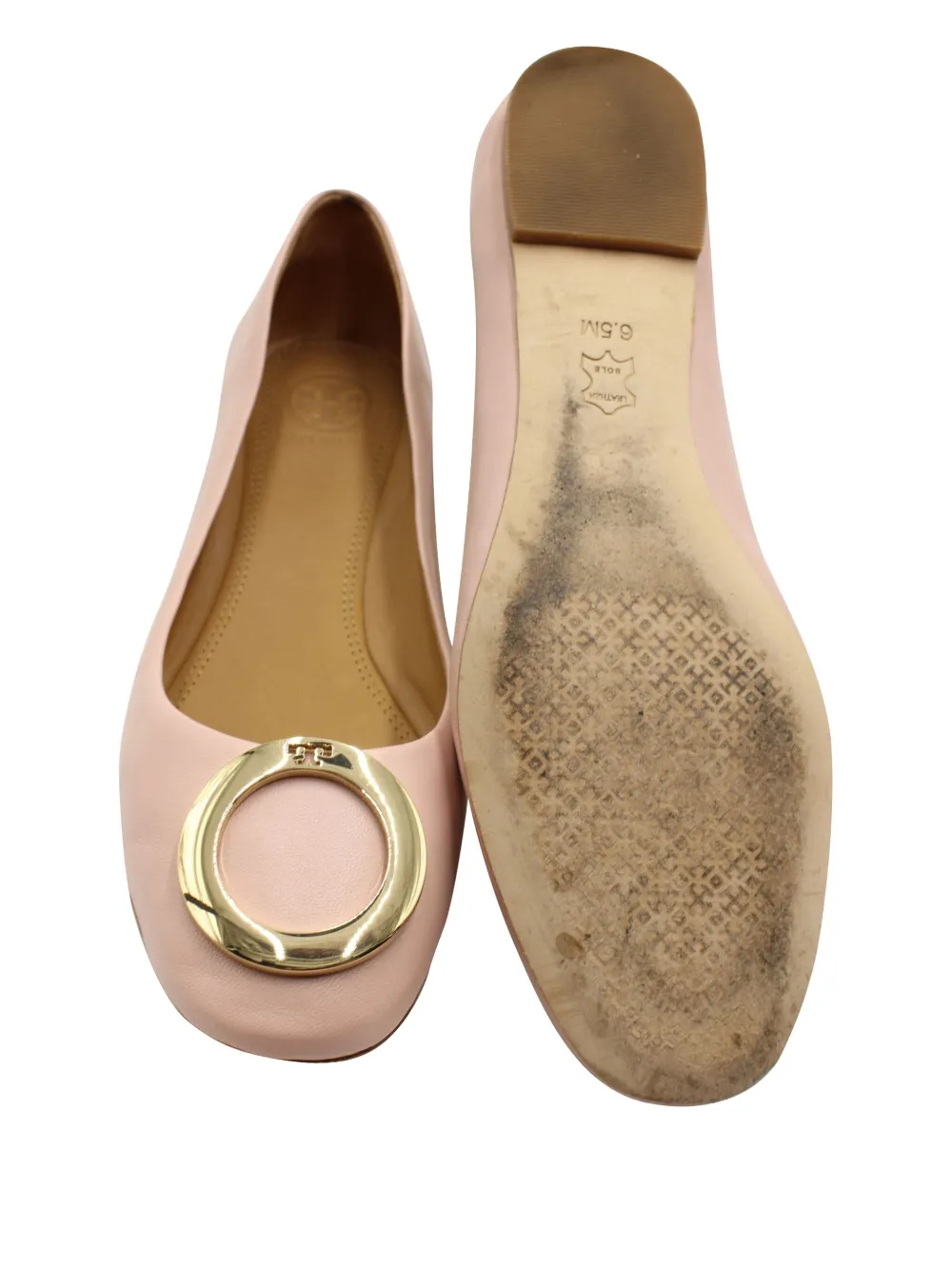 Pre-owned Tory Burch Caterina Ballet Flats In Pink