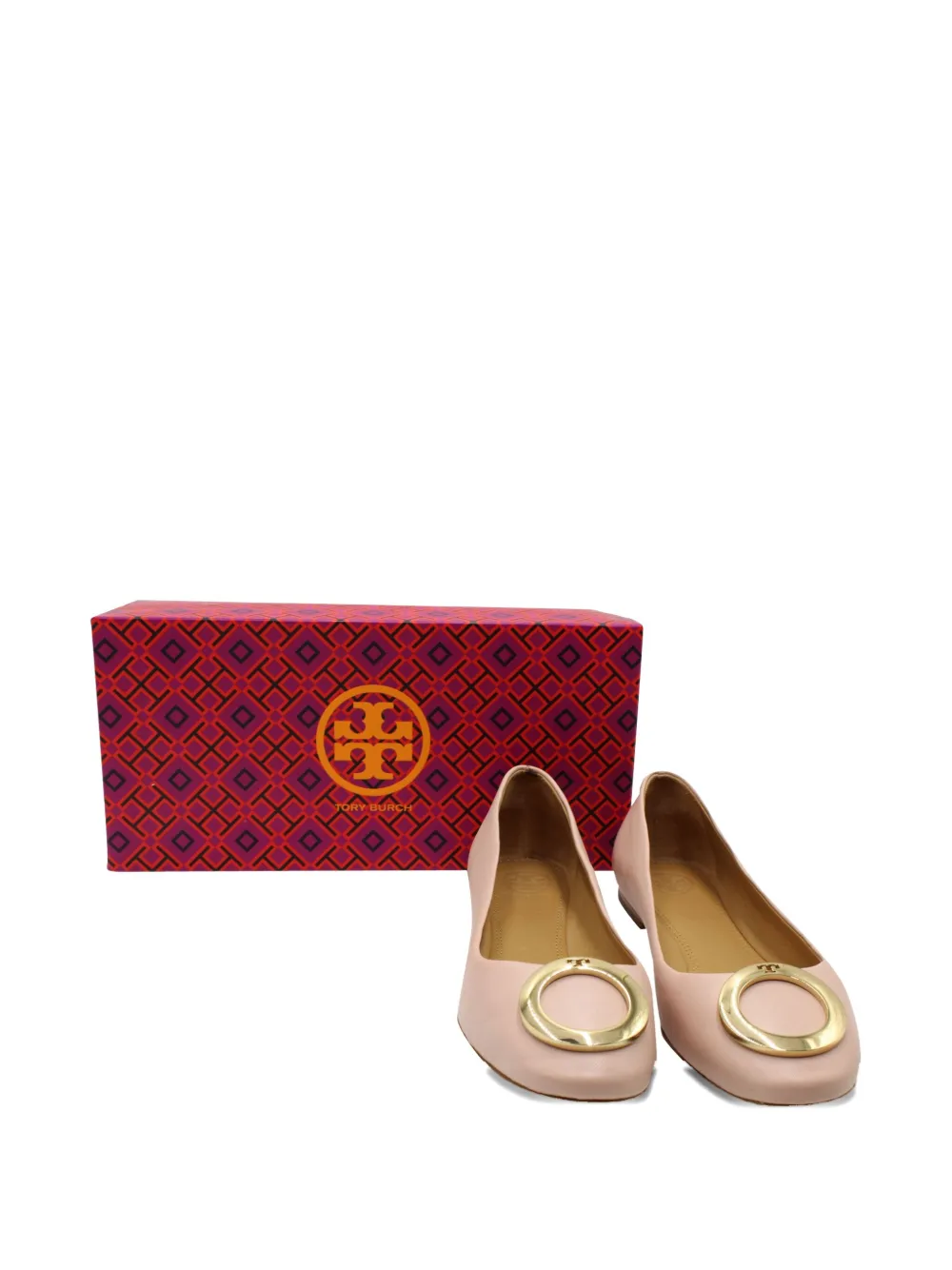 Pre-owned Tory Burch Caterina Ballet Flats In Pink