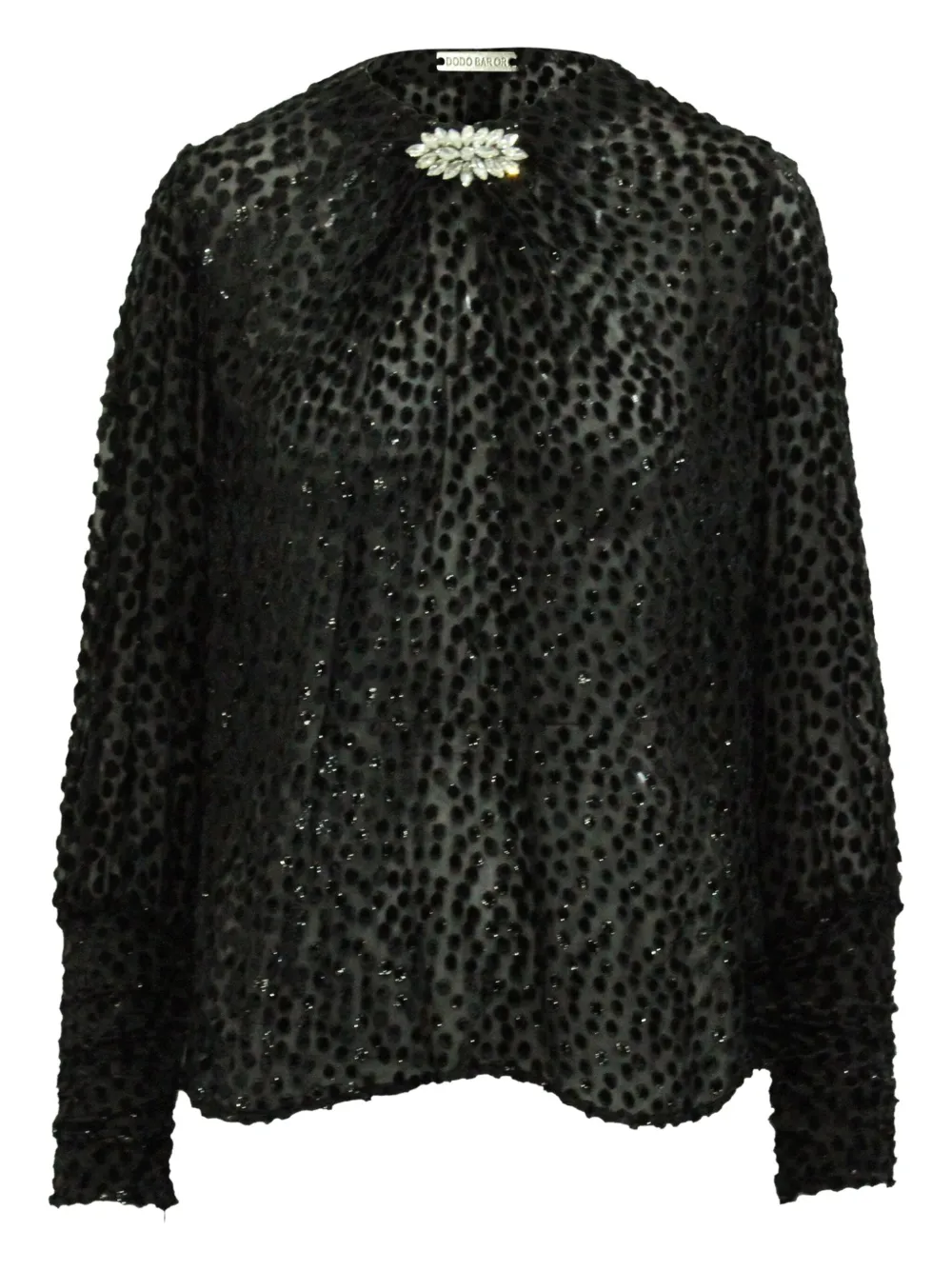 Pre-owned Dodo Bar Or Embellishment Puff-sleeve Blouse In Black