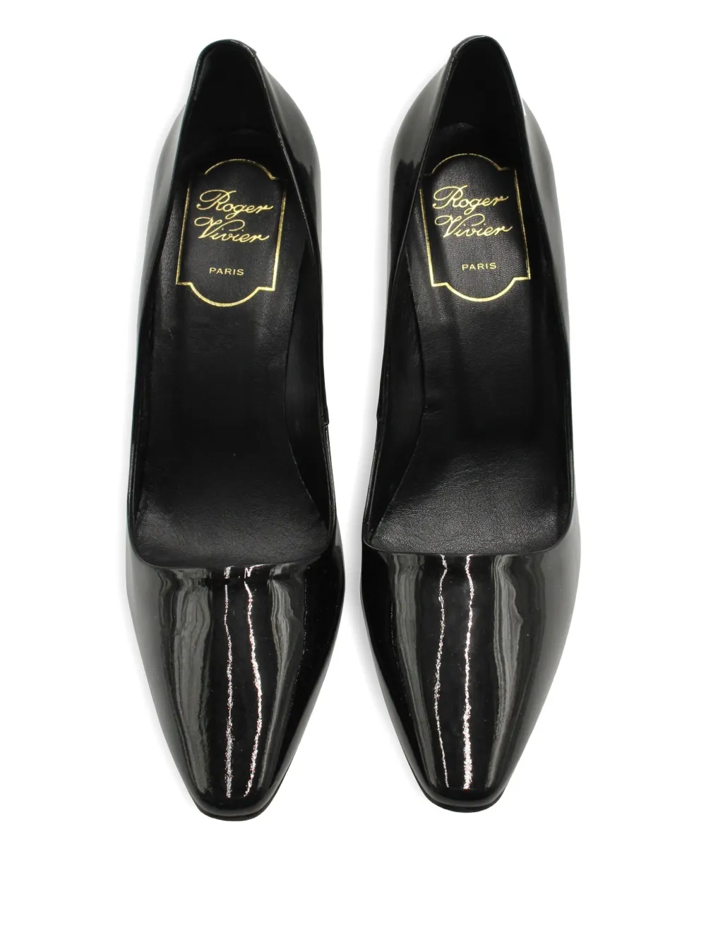 Pre-owned Roger Vivier Vintage Patent-leather Curved-heel Pumps In Black