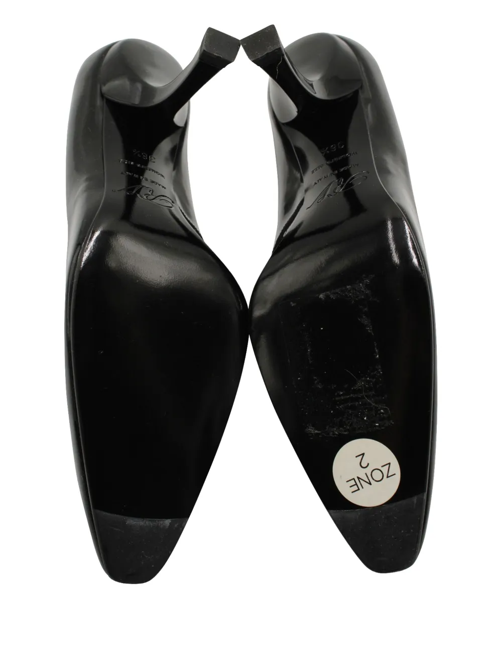 Pre-owned Roger Vivier Vintage Patent-leather Curved-heel Pumps In Black