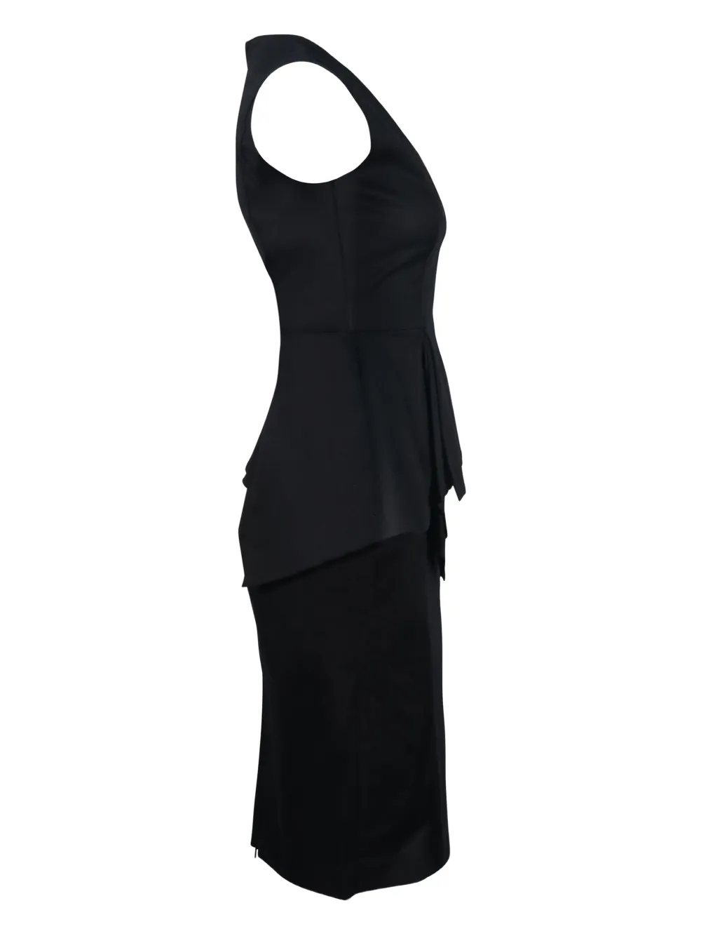 Pre-owned Sportmax Vintage Peplum Pencil Dress In Black