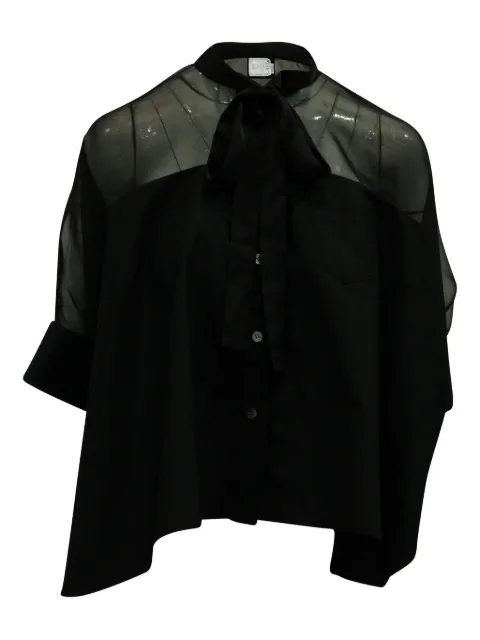 NIKE x SACAI sheer-panel tie-neck shirt