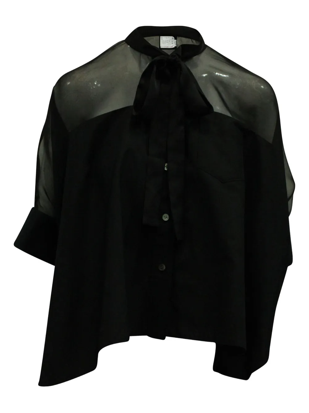 NIKE x SACAI camisa con panel transparente y moño en el cuello | negro | Image 1