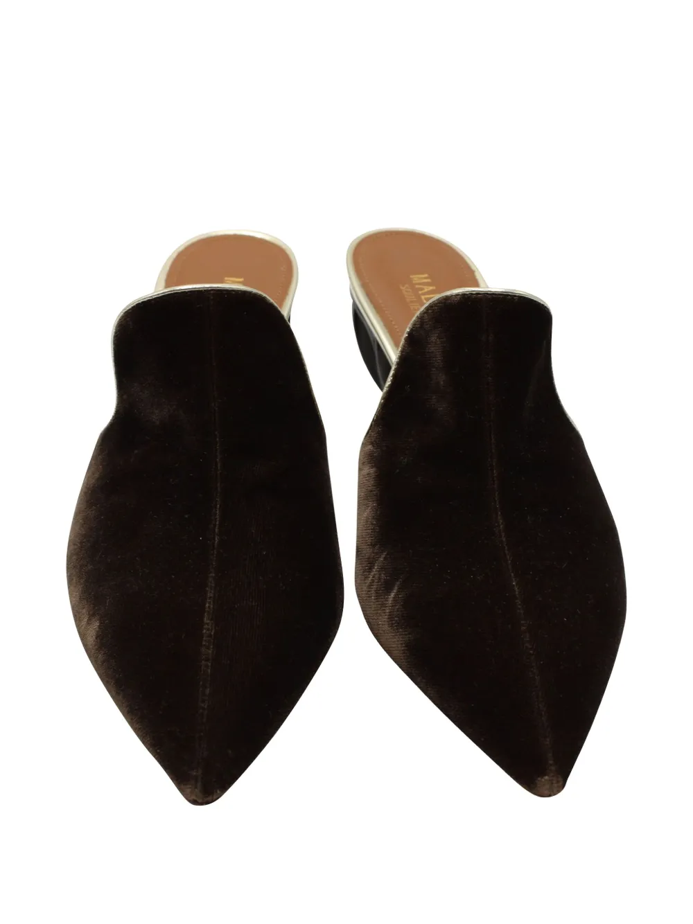 Pre-owned Malone Souliers Marianne Pointed-toe Heeled Mules In Brown