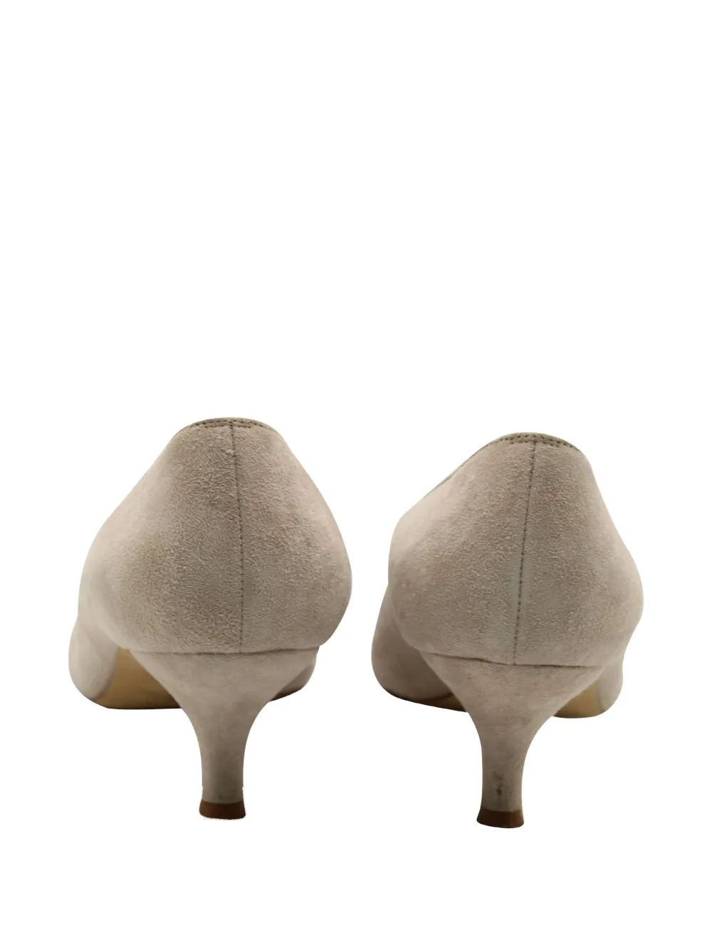Pre-owned Manolo Blahnik Point-toe Kitten-heel Pumps In Gray