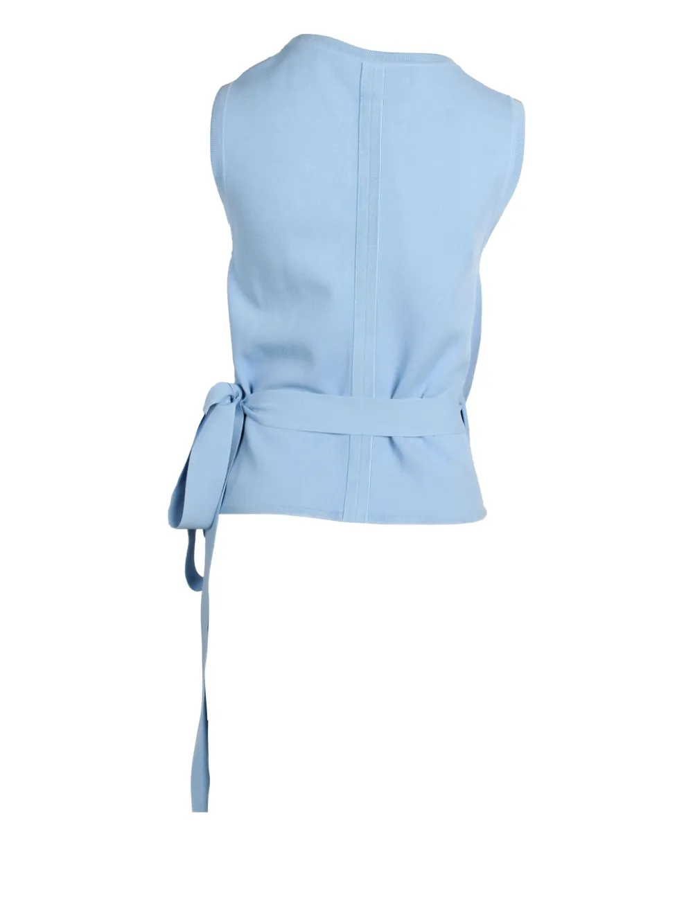 Pre-owned Diane Von Furstenberg Wrap-tie Sleeveless Blouse In Blue