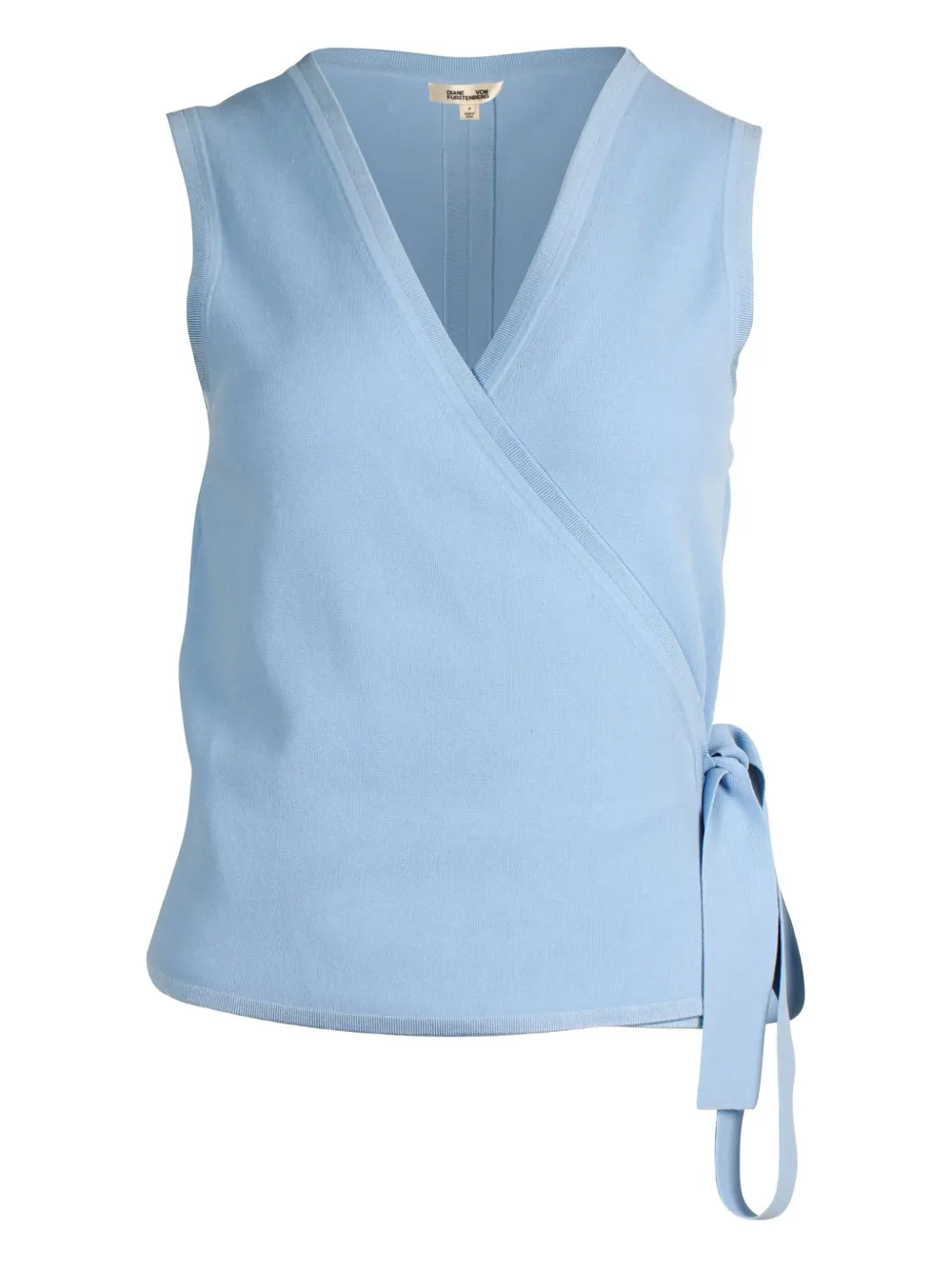Pre-owned Diane Von Furstenberg Wrap-tie Sleeveless Blouse In Blue