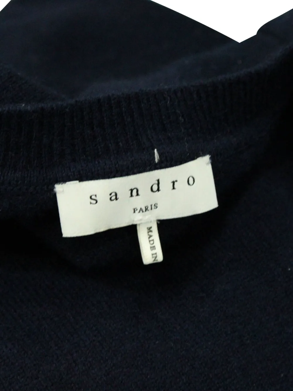 Pre-owned Sandro Suzanne Tie-waist Striped-sleeve Sweater In Blue