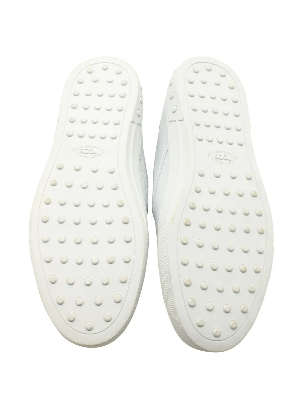 Pre-owned Tod's Slip-on Leather Loafers In White