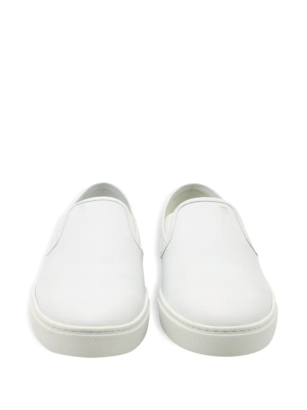 Pre-owned Tod's Slip-on Leather Loafers In White