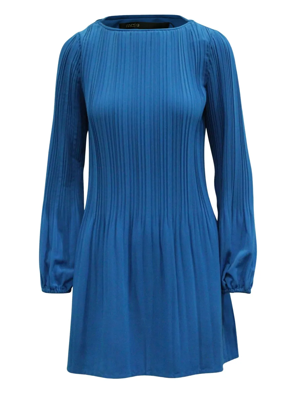 Pre-owned Maje Pleated Shift Dress In Blue