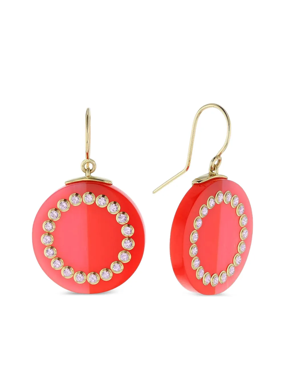 Mark Davis 18k Yellow Gold Sapphire Earrings In Red