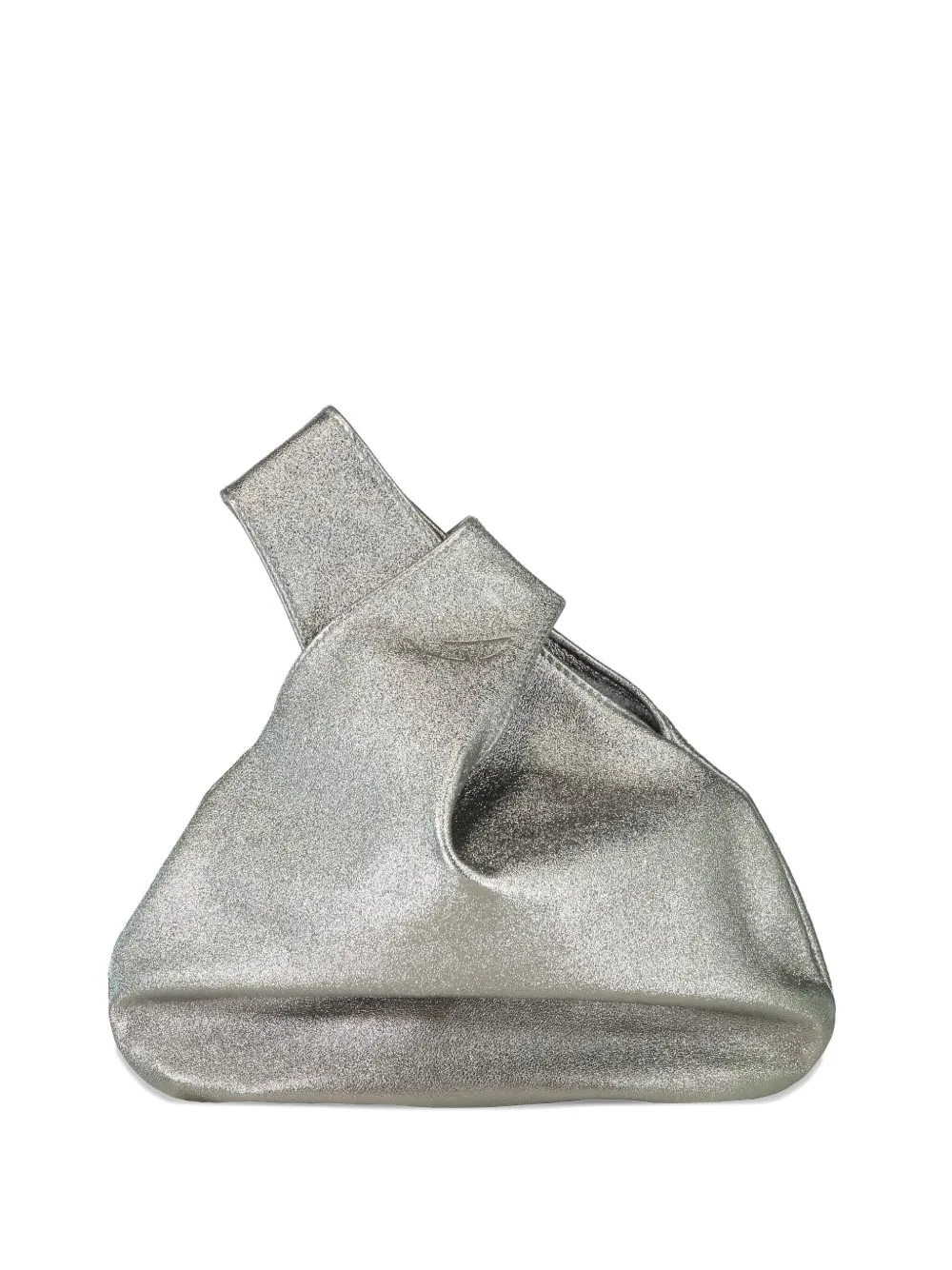 Mary Smallwood Nexus Knotted Metallic Clutch In Gray