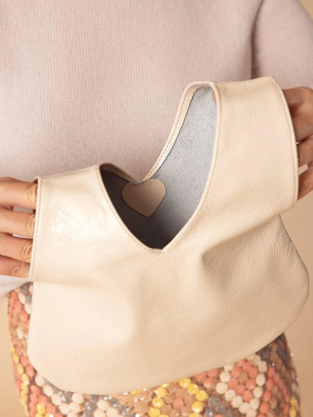 Mary Smallwood Nexus Heart-embellishment Leather Tote Bag In Neutral