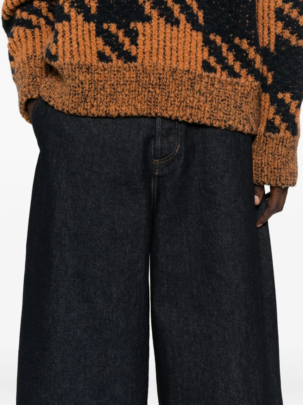 Uma Wang Logo-patch Jeans In Blue