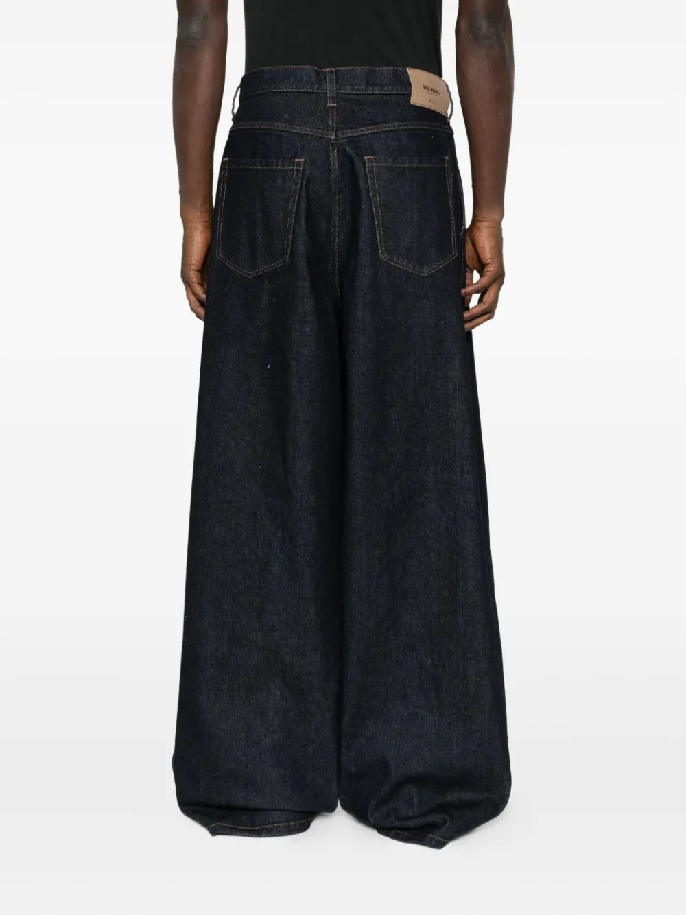 Uma Wang Logo-patch Jeans In Blue