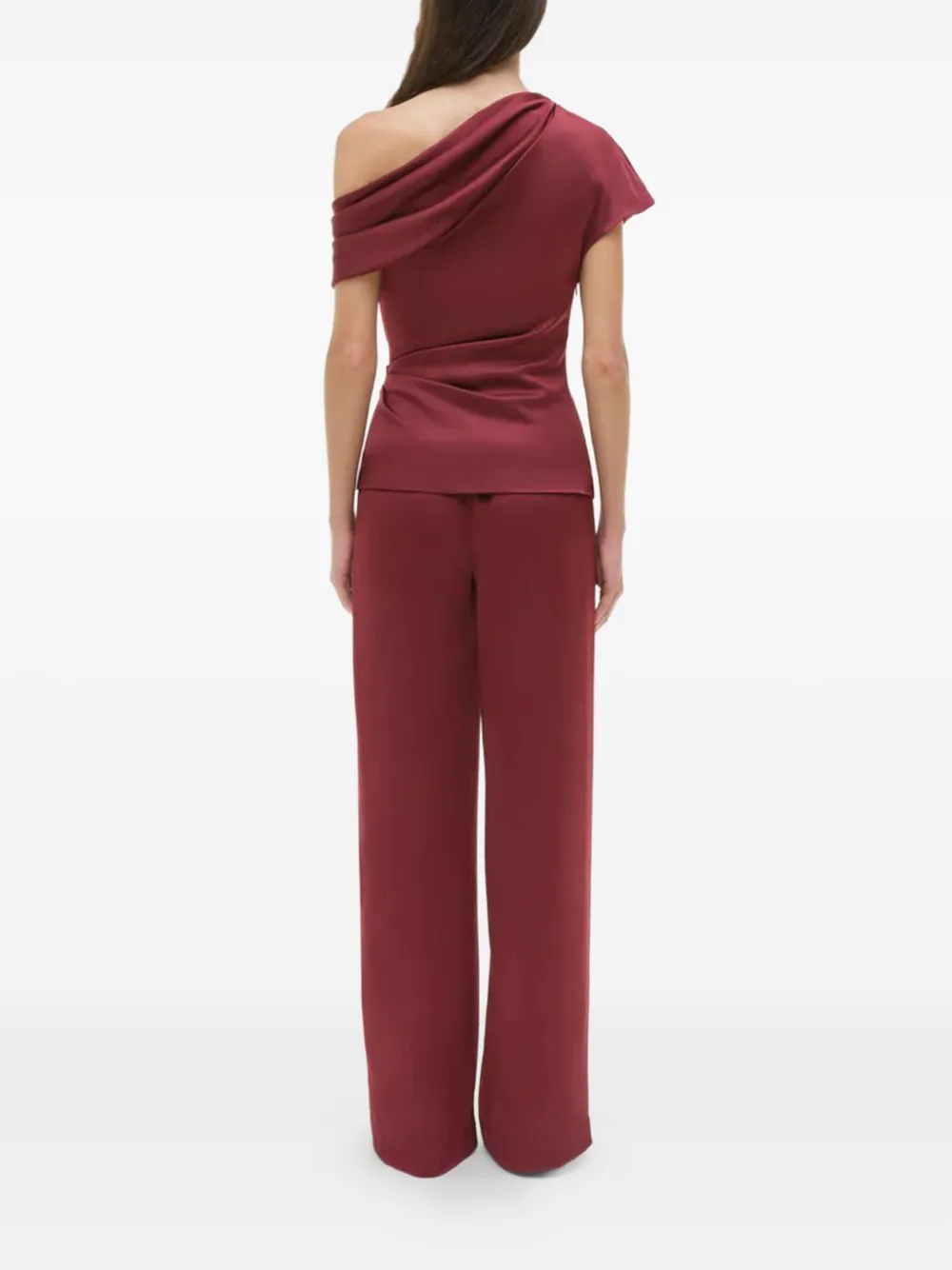 Simkhai Draped One-shoulder Blouse In Burgundy