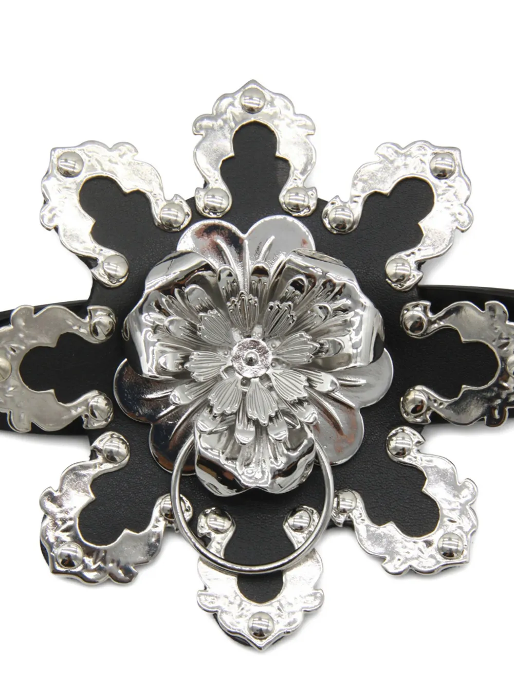 Blumarine flower-embellishment belt - Zwart