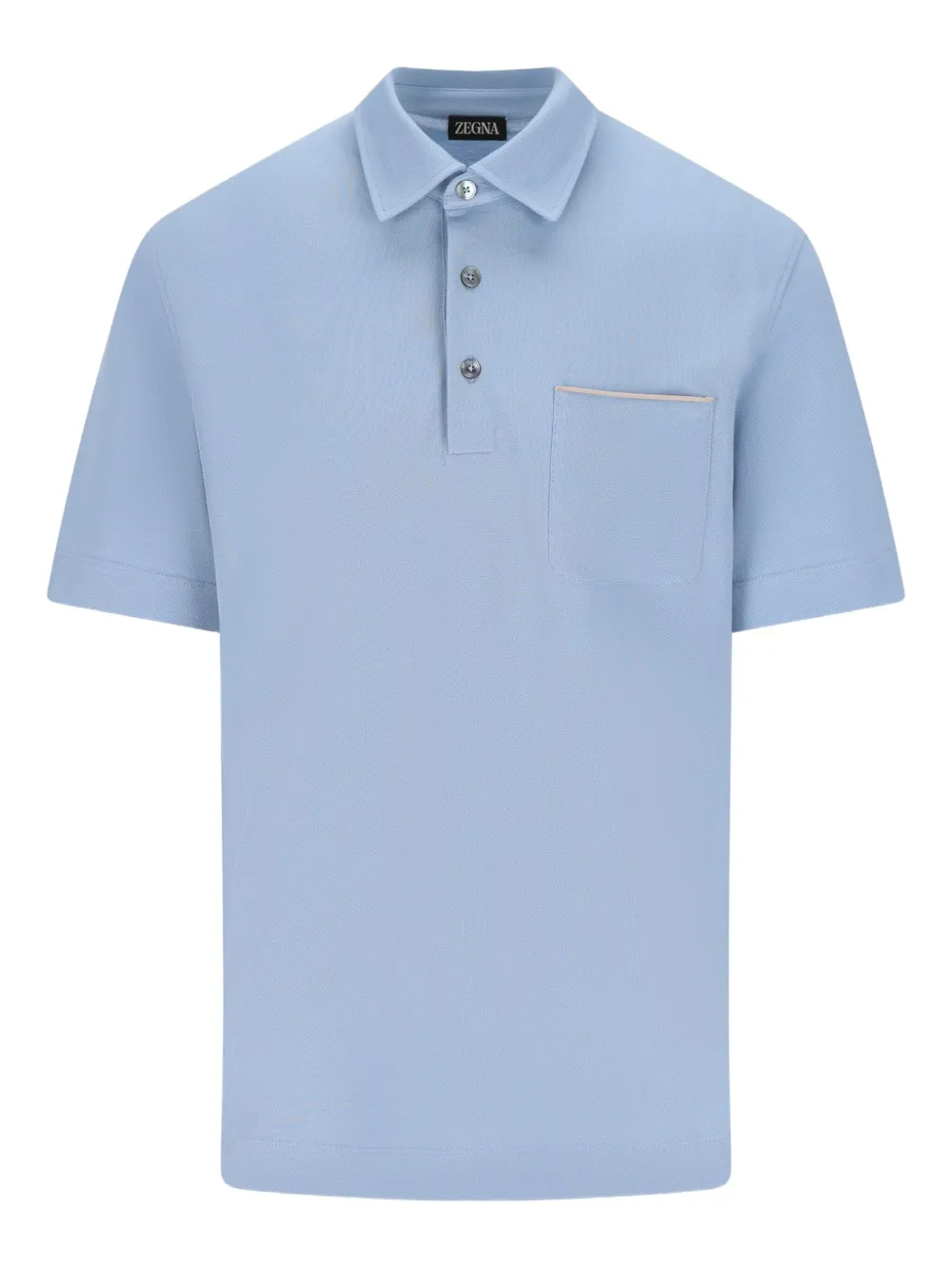 Zegna Short-sleeved Buttoned Polo Shirt In Blue