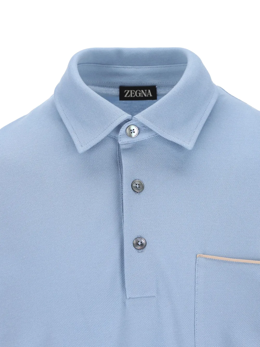 Zegna Short-sleeved Buttoned Polo Shirt In Blue