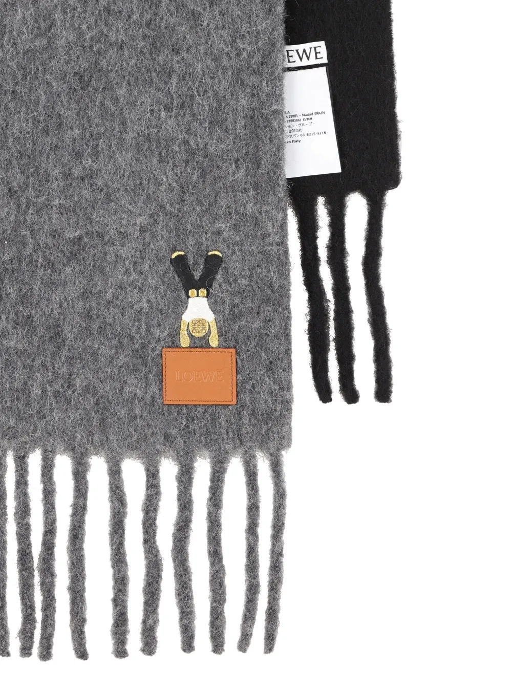 LOEWE fringed wool scarf - Grijs