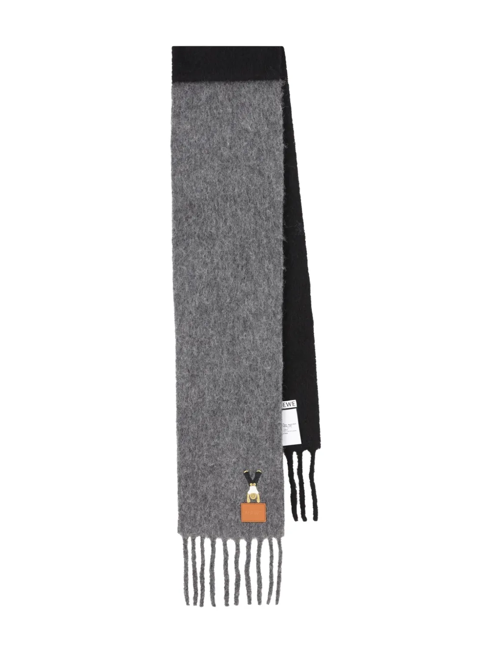 Loewe Fringed Wool Scarf In Gray