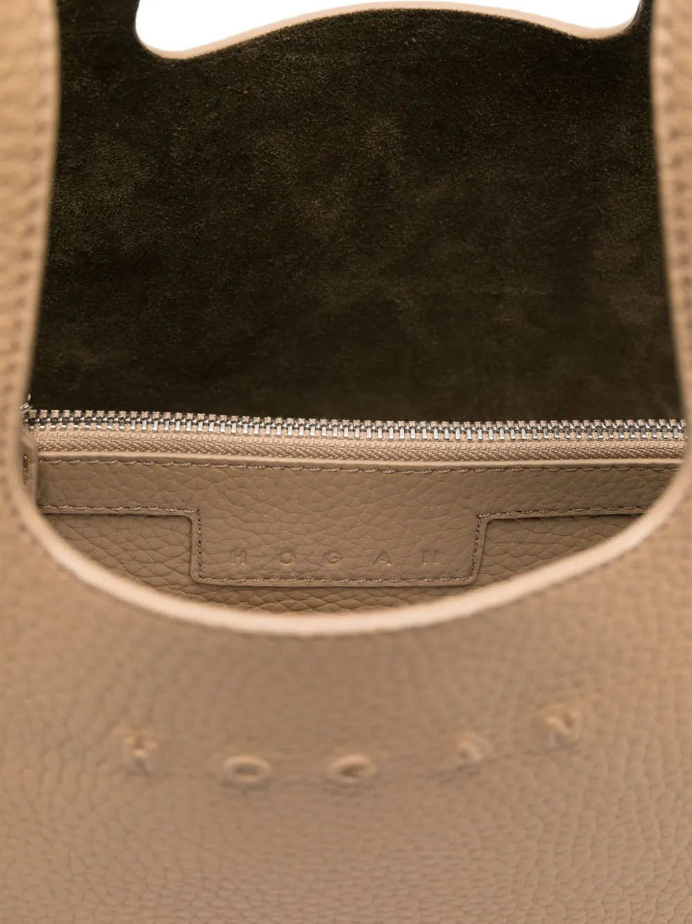 Hogan Leren shopper met handvatten Beige