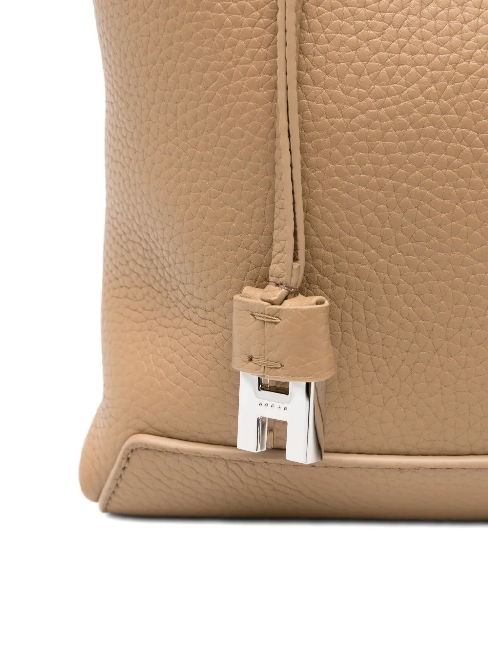Hogan Leren shopper met handvatten Beige