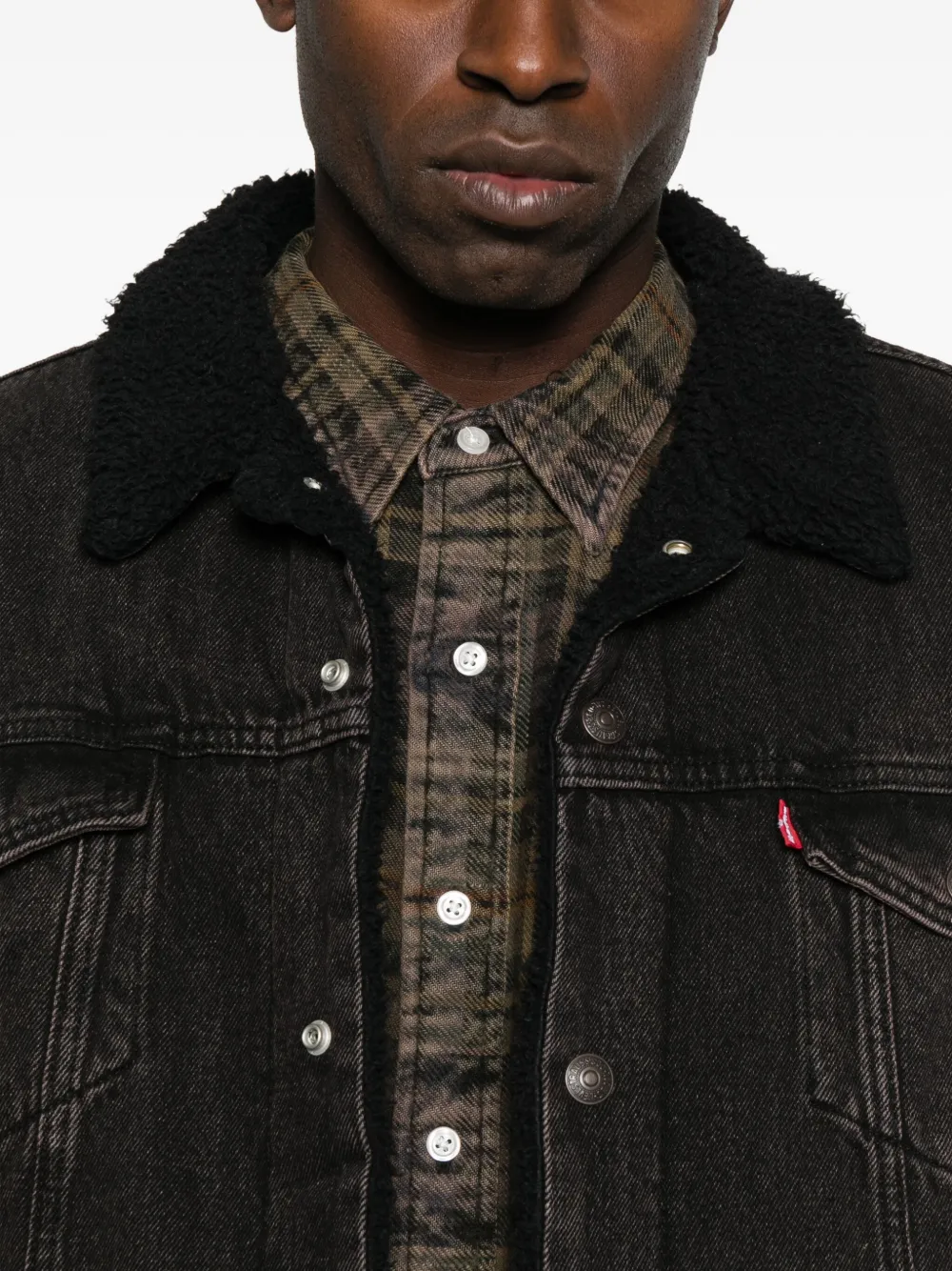 Levi's Sherpa-collar Denim Jacket In Black