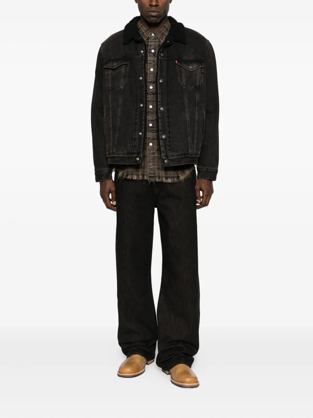 Levi's Sherpa-collar Denim Jacket In Black
