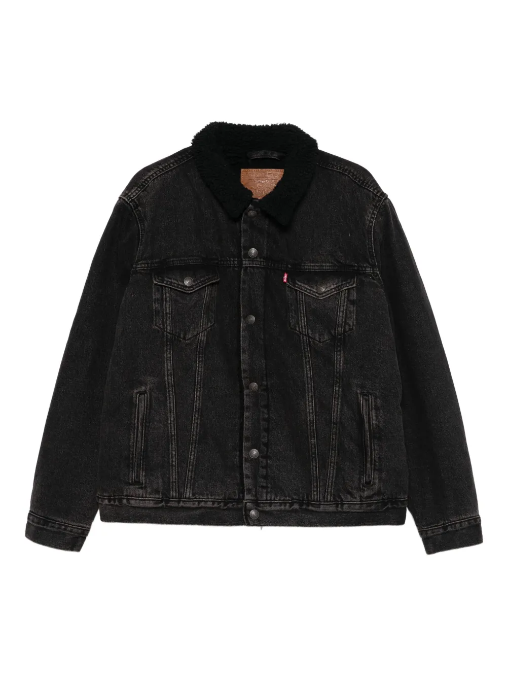 Levi's Sherpa-collar Denim Jacket In Black