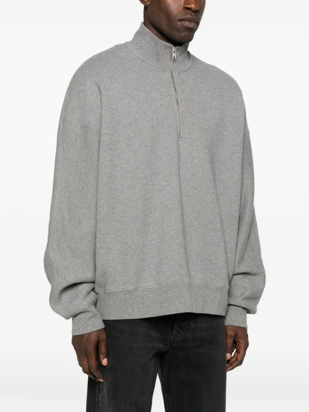 Agolde Idris Cotton-jersey Half-zip Sweatshirt In Gray