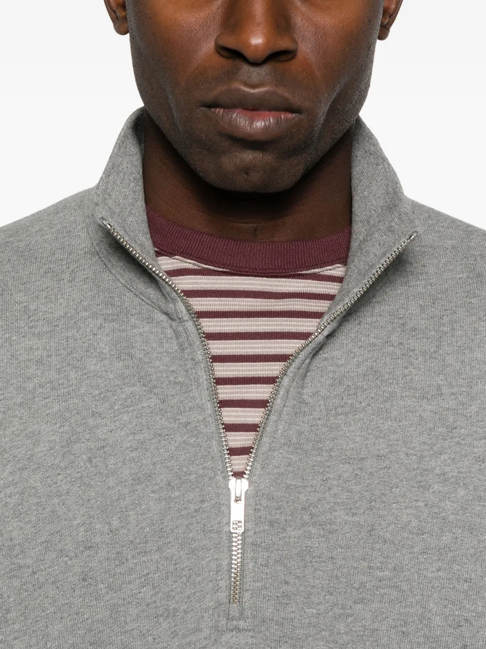 Agolde Idris Cotton-jersey Half-zip Sweatshirt In Gray