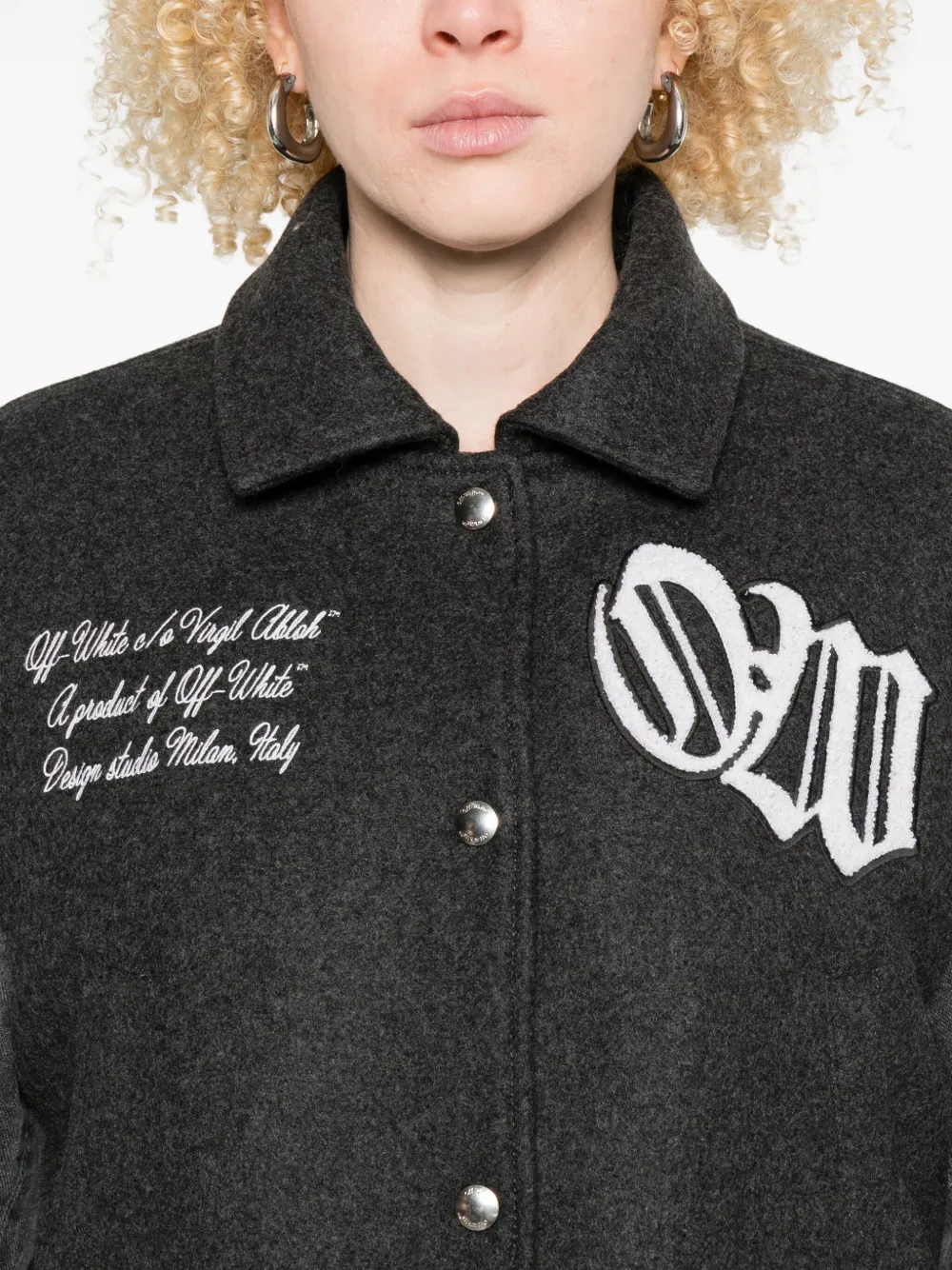 Off-white Logo Flocked Button-up Jacket In Black